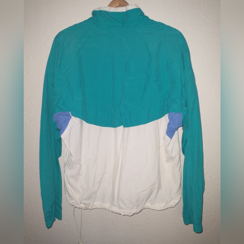 Vintage Solumbra 90"s 'Teal and White Half-Zip Pullover Windbreaker M - Picture 5 of 5